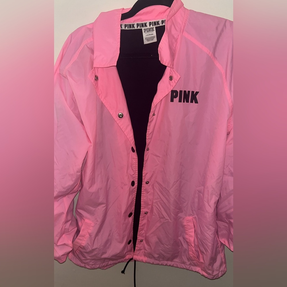 PINK Victoria's Secret Light Pink Snap-Front Bomber Jacket